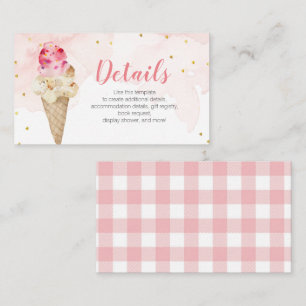 Pink Blush Ice Cream Details Bridal Shower Enclosure Card