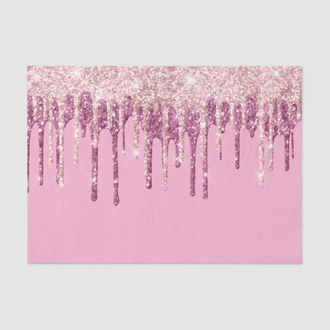 Pink Blush Ice Cream Glitter Drips  Tissue Paper (Front)