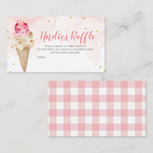 Pink Blush Ice Cream Undies Raffle Bridal Shower Enclosure Card (Front/Back)
