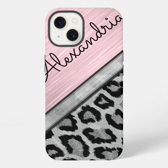 Pink Blush Illuminating Leopard Print iPhone Case (Back)