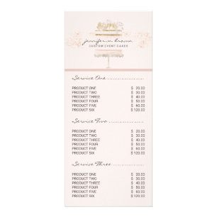 Pink Blush Ivory Cake Bakery Floral Pastry Rack Card