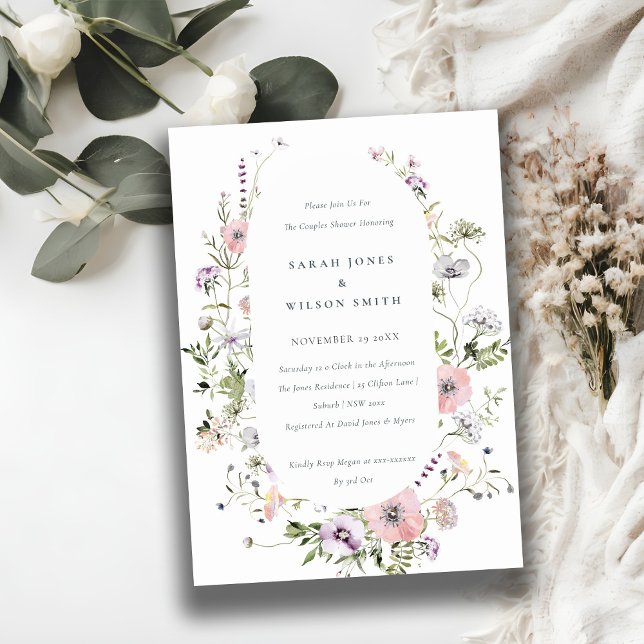 Pink Blush Lilac Wildflower Couples Shower Invite (Creator Uploaded)