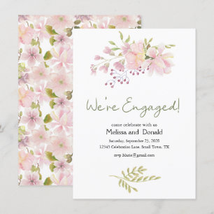 Pink Blush Magnolia Floral Elegant Engagement