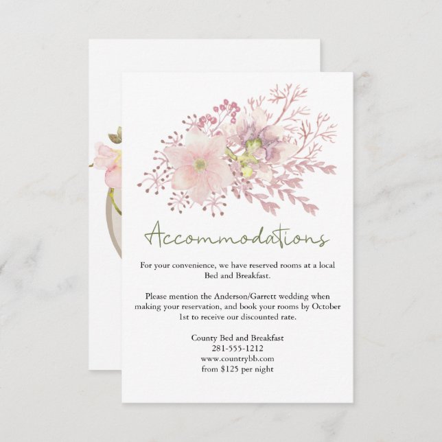 Pink Blush Magnolia Floral Wedding Enclosure Card (Front/Back)
