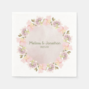 Pink Blush Magnolia Floral Wedding Napkins