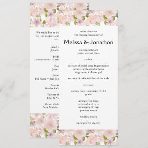 Pink Blush Magnolia Floral Wedding Program Programme