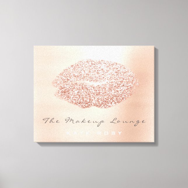 Pink Blush Makeup Artist Beauty Grey Kiss Lips Canvas Print (Front)