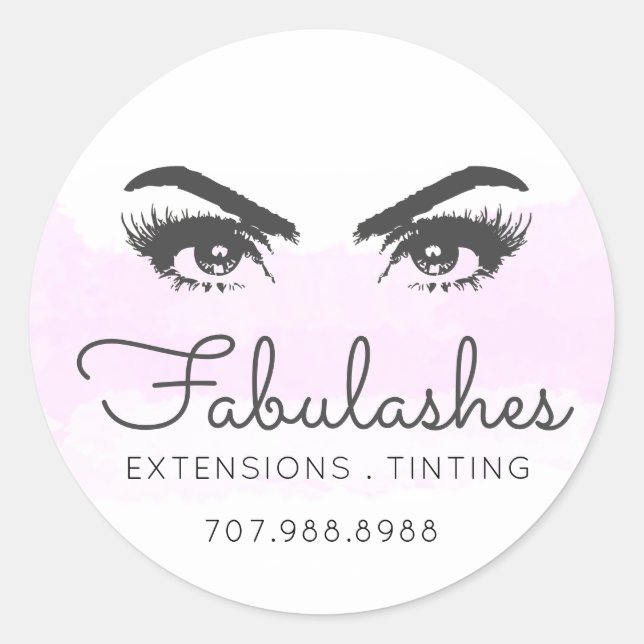 Pink Blush Makeup Artists Eye Lash Services Promo Classic Round Sticker (Front)