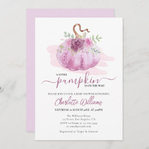 Pink Blush Mauve Dusty Rose Pumpkin Baby Shower Invitation