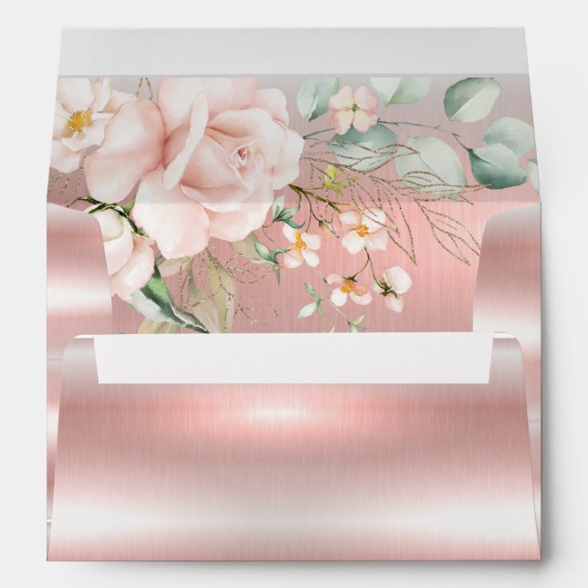 Pink Blush Metallic Floral Envelope (Back (Bottom))