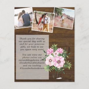 Pink Blush Mint Floral PHOTO Thank You Wedding