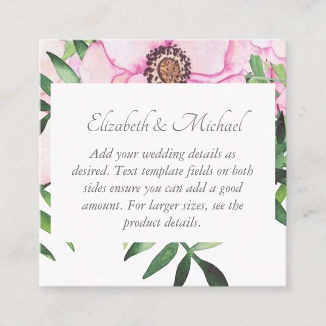 Pink Blush Mint Wedding Details Enclosure Cards (Front)