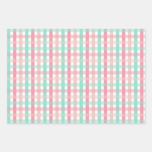 Pink blush mint winter xmas birthday holiday  wrapping paper sheet (Front)