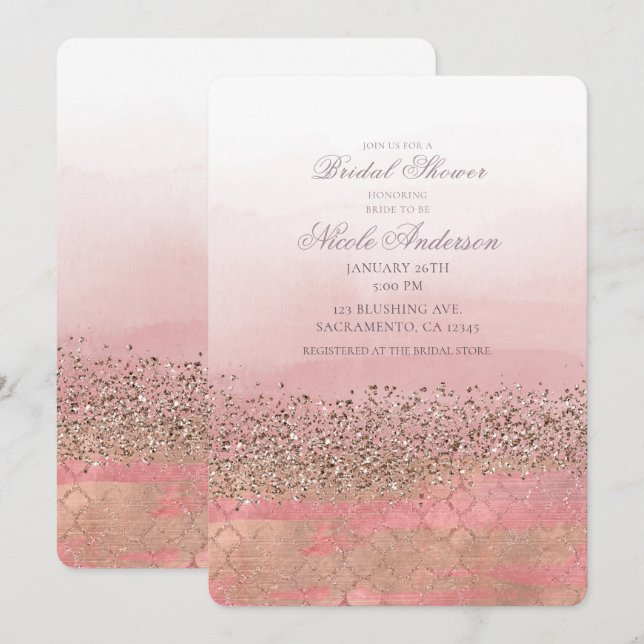 Pink Blush Moroccan Indian Princess Bridal Shower Invitation (Front/Back)