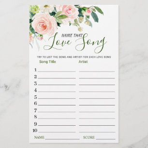 Pink Blush Name that Love Song Bridal Shower Game