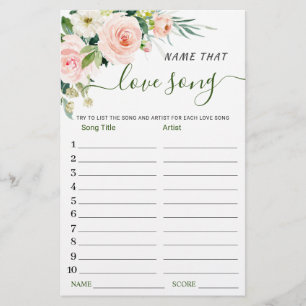 Pink Blush Name that Love Song Bridal Shower Game