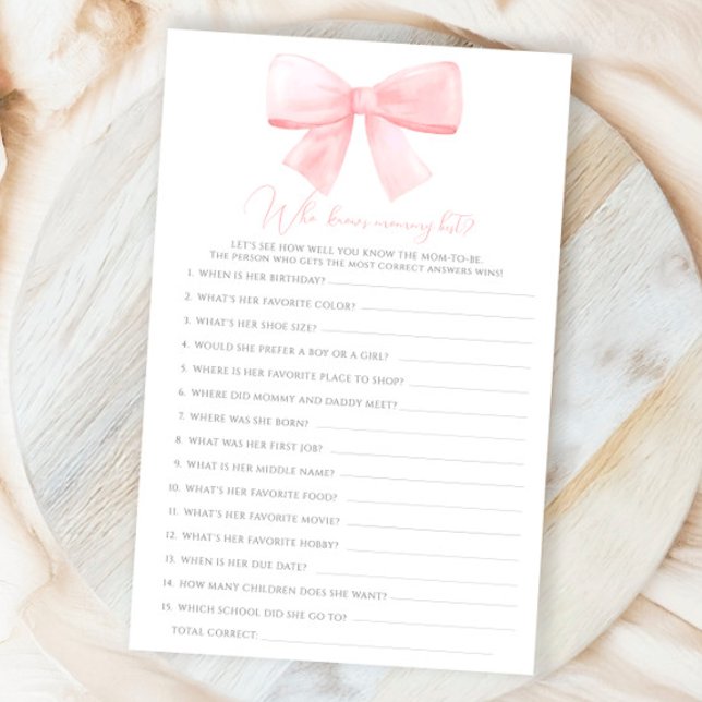 Pink Blush Pastel Bow Who Knows Mummy Best Game (Creator Uploaded)