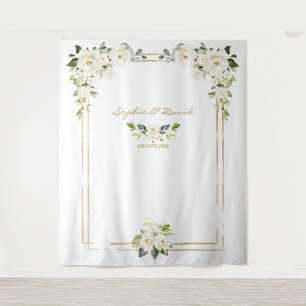 Pink Blush Peonies Gold Bloom Photo Booth Wedding Tapestry