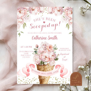 Pink Blush peony ice cream bridal shower Invitation