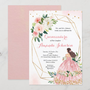 Pink Blush Princess Quinceañera Invitation