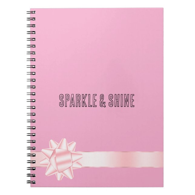 Pink Blush Ribbon Bow Notebook (Front)