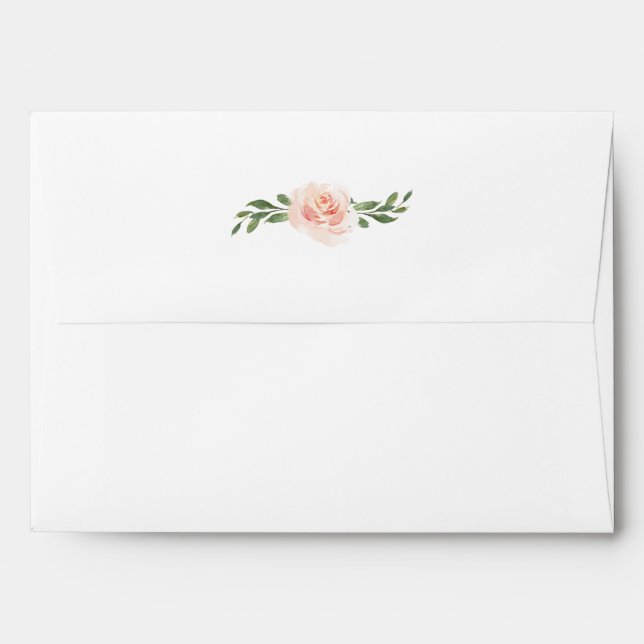 Pink Blush Romantic Floral Watercolor Wedding Envelope (Back (Top Flap))