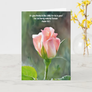 Pink Blush Rose Bible Verse Faith  Card