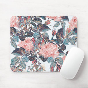 Pink Blush Rose Design Mouse Mat
