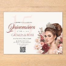 Pink Blush Rose Elegant Quinceañera QR Code