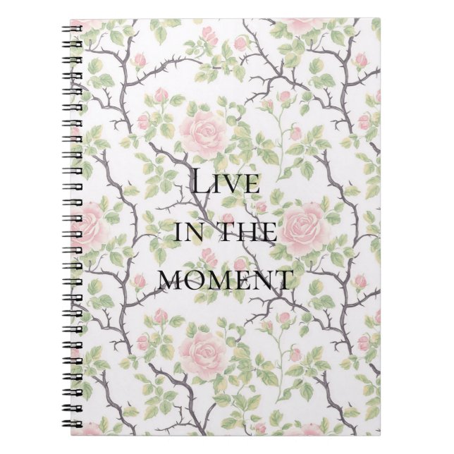 Pink Blush Rose Floral Notebook (Front)