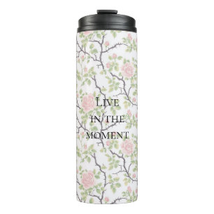 Pink Blush Rose Floral Thermal Tumbler