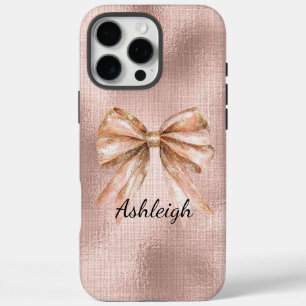 Pink Blush Rose Gold Bow iPhone 16 Pro Max Case
