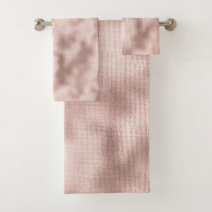 Pink Blush Rose Gold Bridal Shower Bath Towel Set