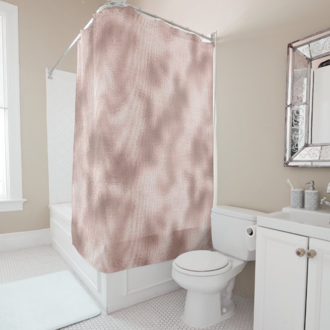 Pink Blush Rose Gold Bridal Shower Shower Curtain (In Situ)
