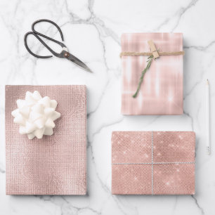Pink Blush Rose Gold Glam Chic Birthday  Wrapping Paper Sheet