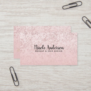 Pink Blush Rose Gold Glitter Marble Glam Beauty  Business Card