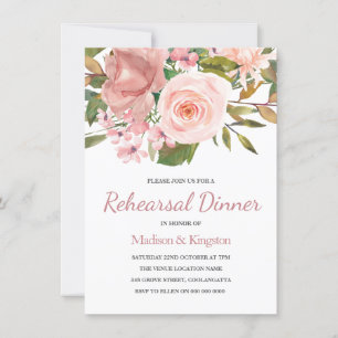 Pink Blush Rose Gold Rehearsal Dinner Invite