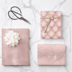 Pink Blush Rose Gold Sparkle Glam Birthday  Wrapping Paper Sheet
