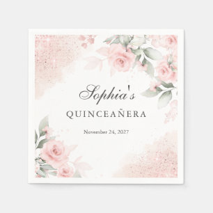 Pink Blush Rose Quinceanera Napkin