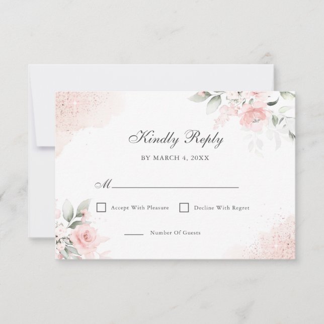 Pink Blush Rose RSVP Card (Front)
