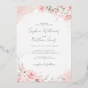 Pink Blush Rose Silver Butterfly Wedding 