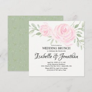 Pink Blush Rose Wedding Brunch Invitations