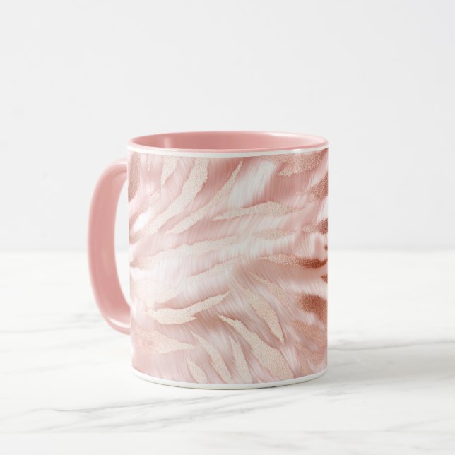 Pink Blush Rose Zebra Animal Mug (Front Left)