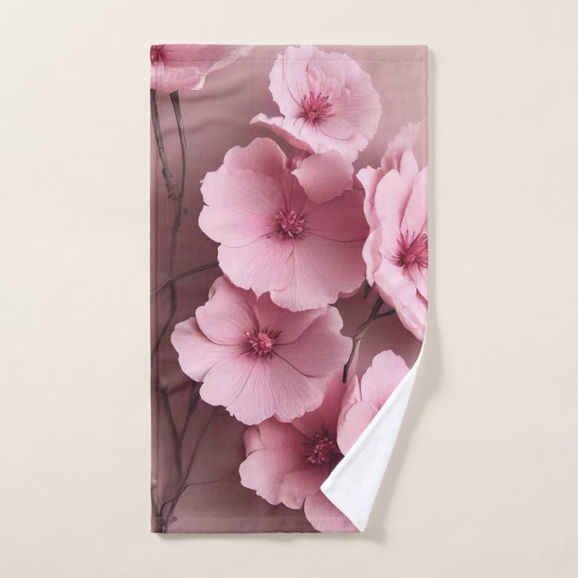  Pink Blush Roses Aesthetic Floral Pattern Hand Towel (Hand Towel)