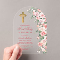 Pink Blush Roses Arch First Communion