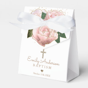 Pink Blush Roses Baptism Favour Box