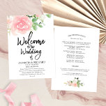 Pink Blush Roses Floral Watercolor Wedding Program Invitation<br><div class="desc">Pink Blush Roses Floral Watercolor Wedding Program</div>