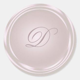 Pink Blush Round Monogram Classic Round Sticker