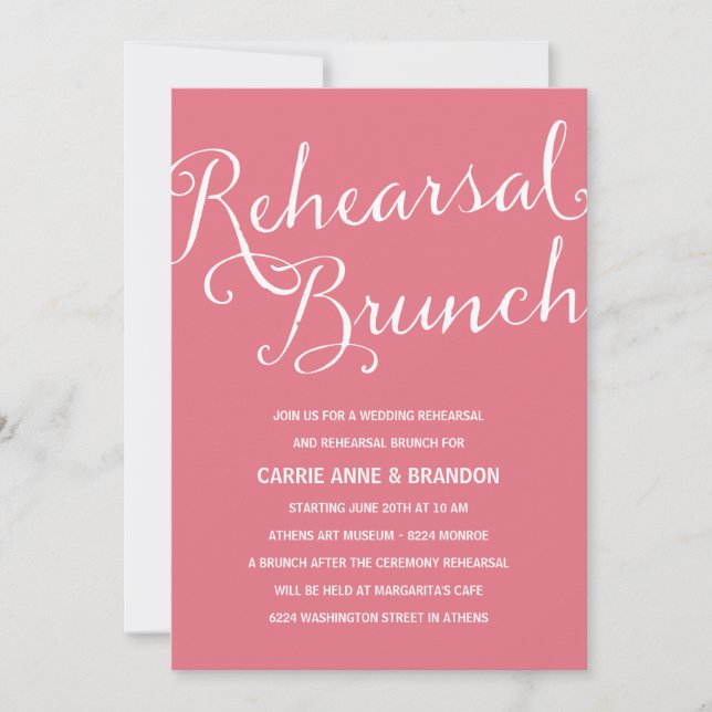 Pink Blush | Rustic Chic Rehearsal Brunch Invitation (Front)