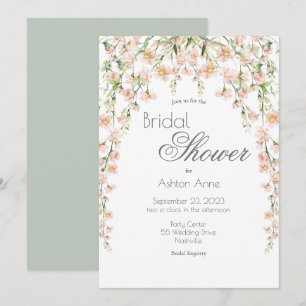 Pink Blush Sage Floral Wildflowers Bridal Shower I Invitation